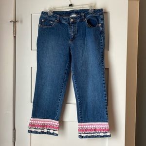 Lilly Pulitzer Capri Jeans with Ribbon trim sz10